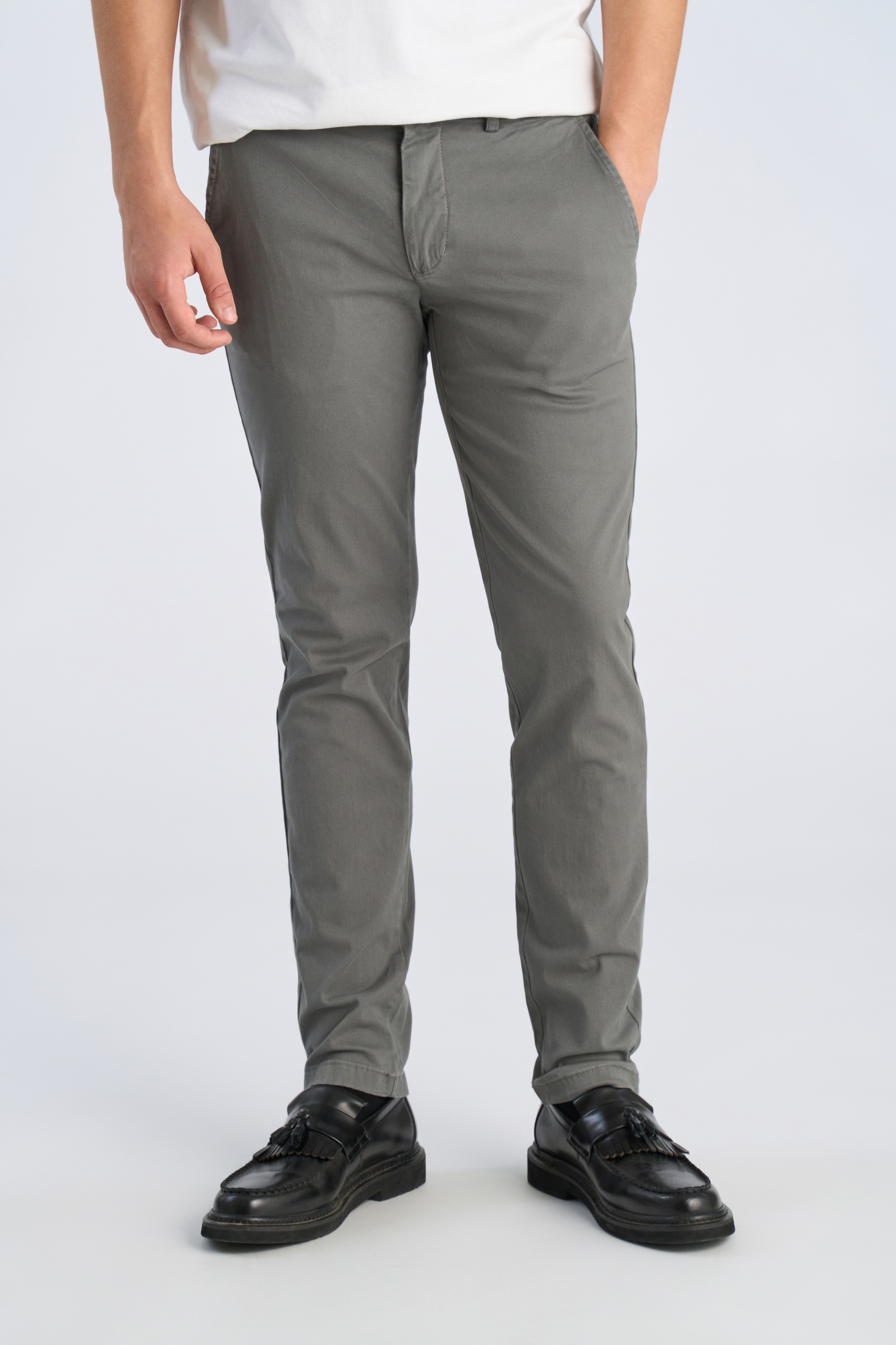 Polo Shoes On Grey Chinos Light Gray Slim Fit Chino Pants - Main Image